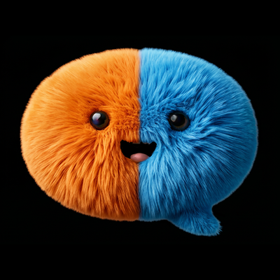 Barney, a friendly two-tone creature